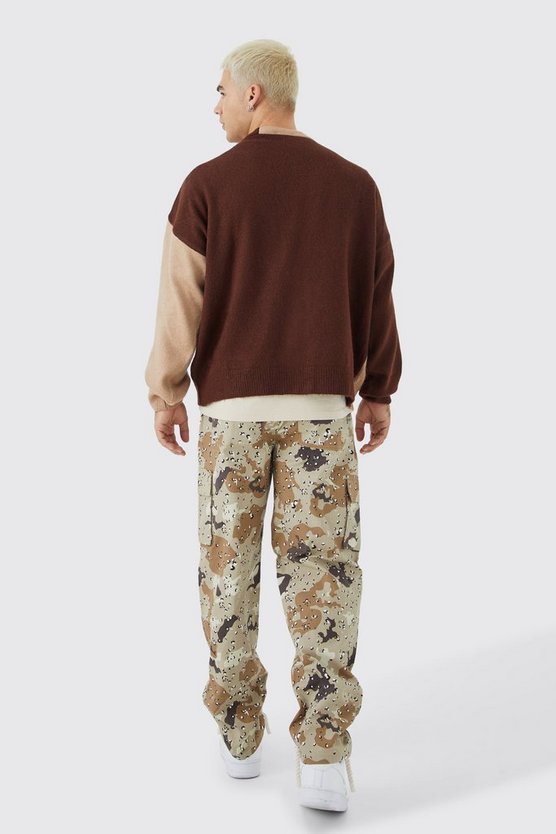 Elasticated Waist Straight Fit Camouflage Cargo Trousers