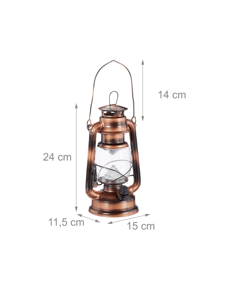 relaxdays Sturmlaterne LED in Kupfer - (B)15 x (H)24 x (T)11,5 cm günstig kaufen onesize