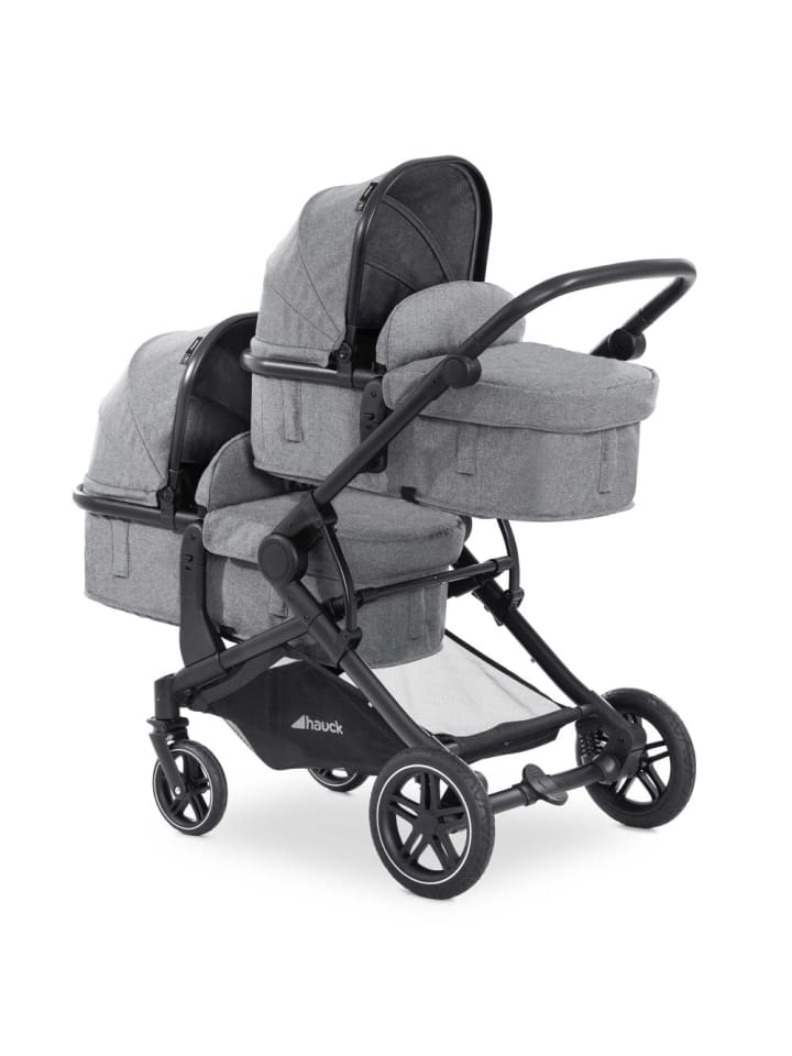 Hauck Zwillingskinderwagen Atlantic Twin (inkl. Babywanne in grau,schwarz günstig kaufen onesize