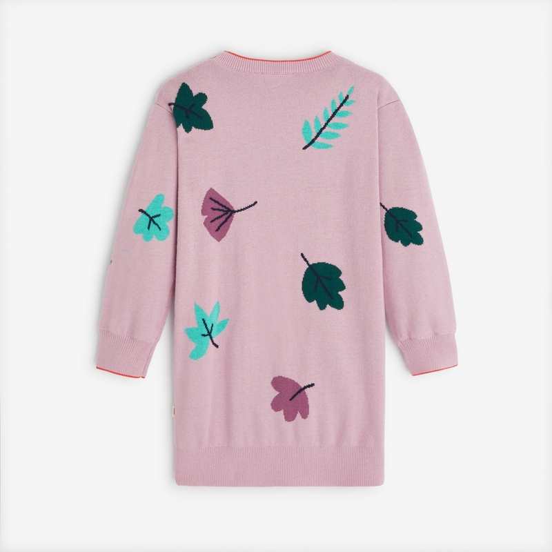 Robe violettete à feuilles pour fille en tricot Catimini