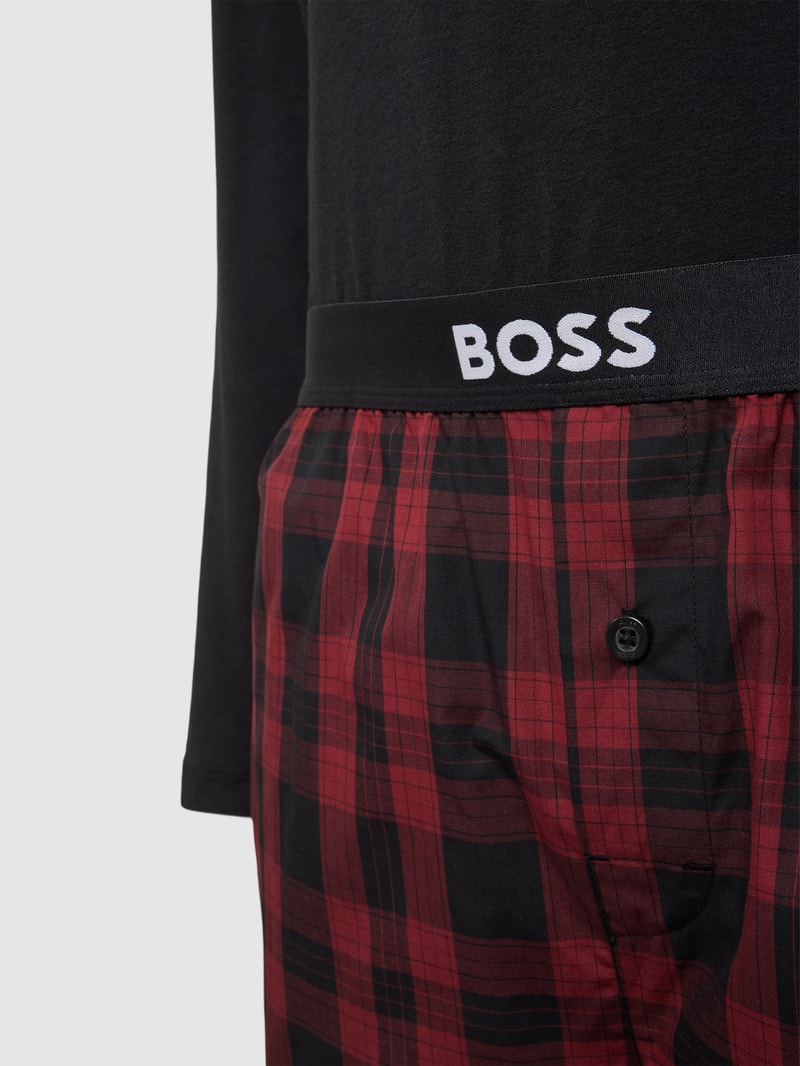 Pyjama mit Label-Print Modell 'Easy Long' in schwarz