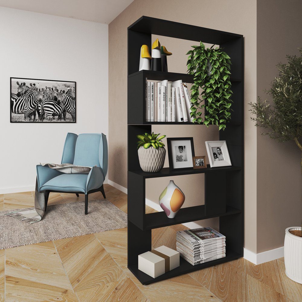 Vicco Raumteiler Standregal Bücherregal groß 5 Fächer Schwarz