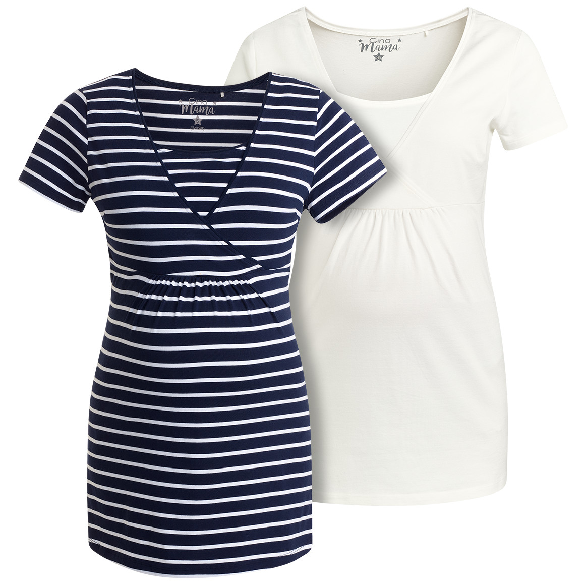 2 Damen Umstands-T-Shirts mit Stillfunktion