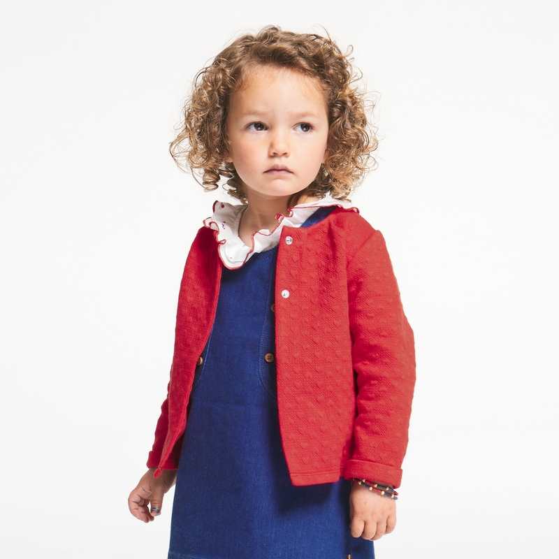 Gilet molleton rouge bébé fille