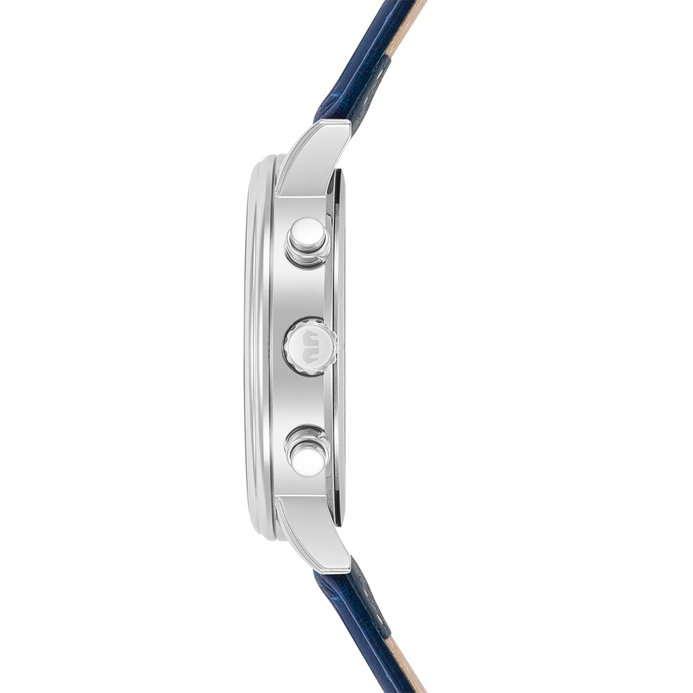 Rhodenwald & Söhne Chronographe Moonlight en Argent Cuir véritable en Bleu Montre