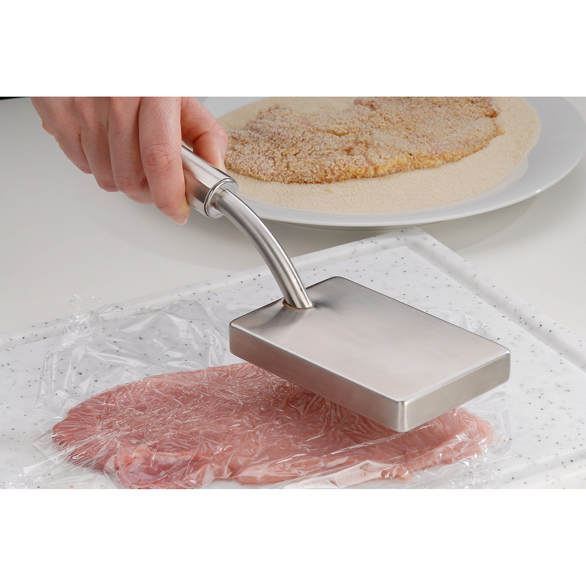 WMF Fleischklopfer Profi Plus, Cromargan Edelstahl teilmattiert, Plattiereisen spülmaschinengeeignet