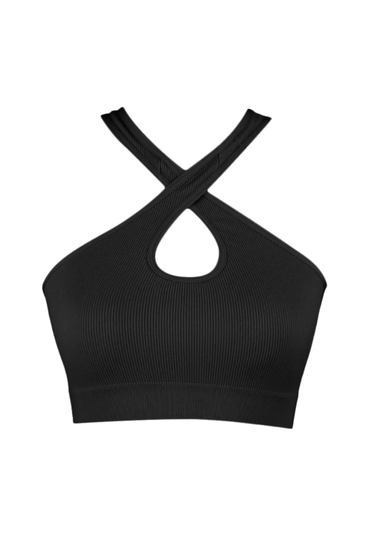 Trendyol Collection  Schwarzer nahtloser/nahtloser, leicht stützender/formender gestrickter Sport-BH TWOAW23SS00002