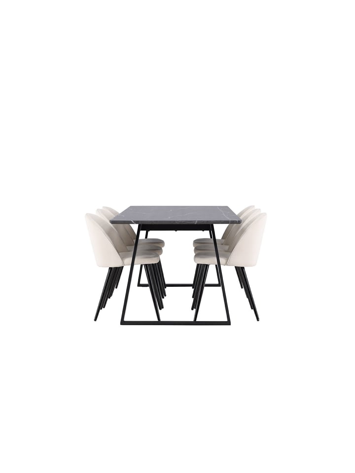 ebuy24 Essgruppe Malaga (7-teilig) Dunkelgrau 200 x 90 cm günstig kaufen onesize