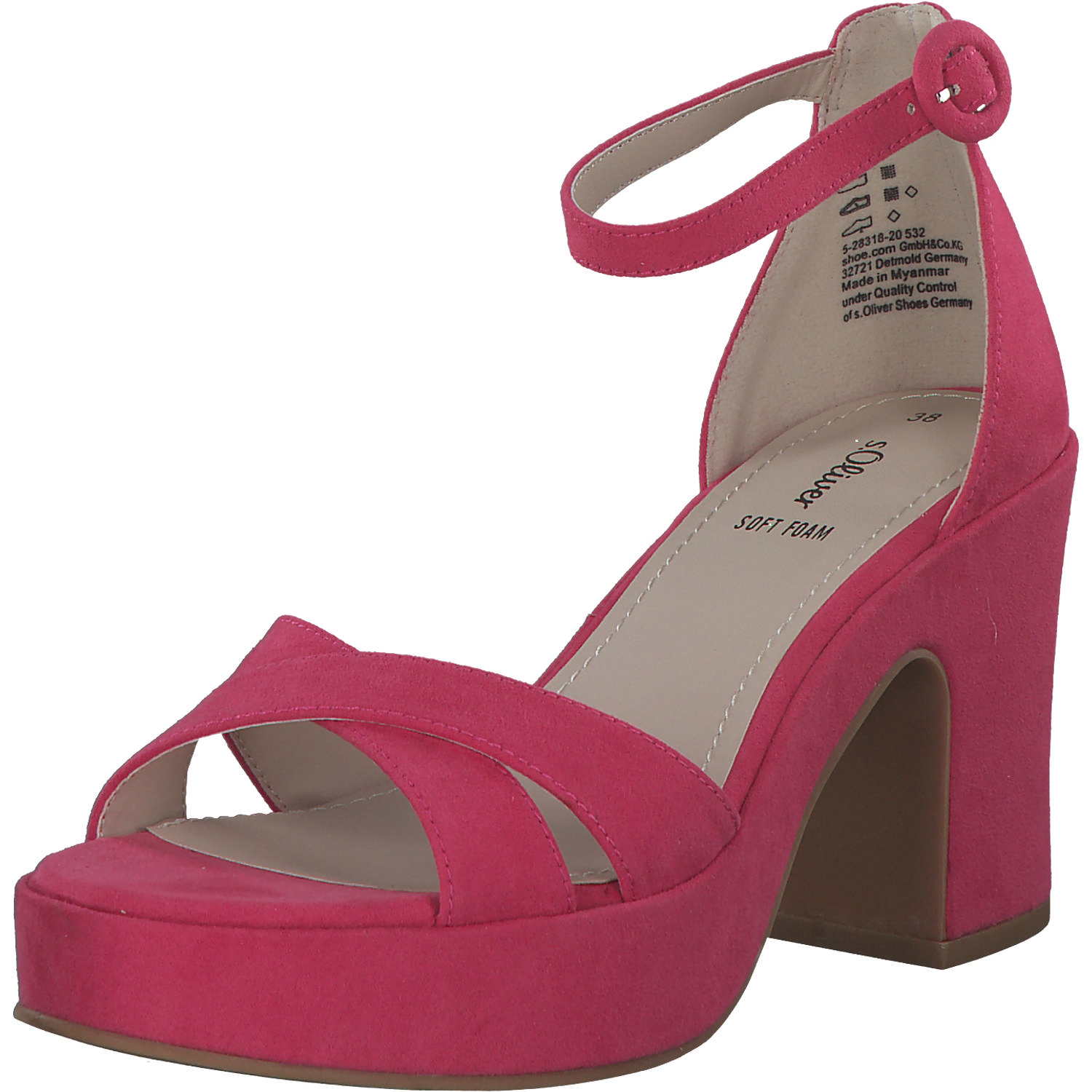 s. Oliver 28318, Plateau-Sandaletten, Damen, FUXIA