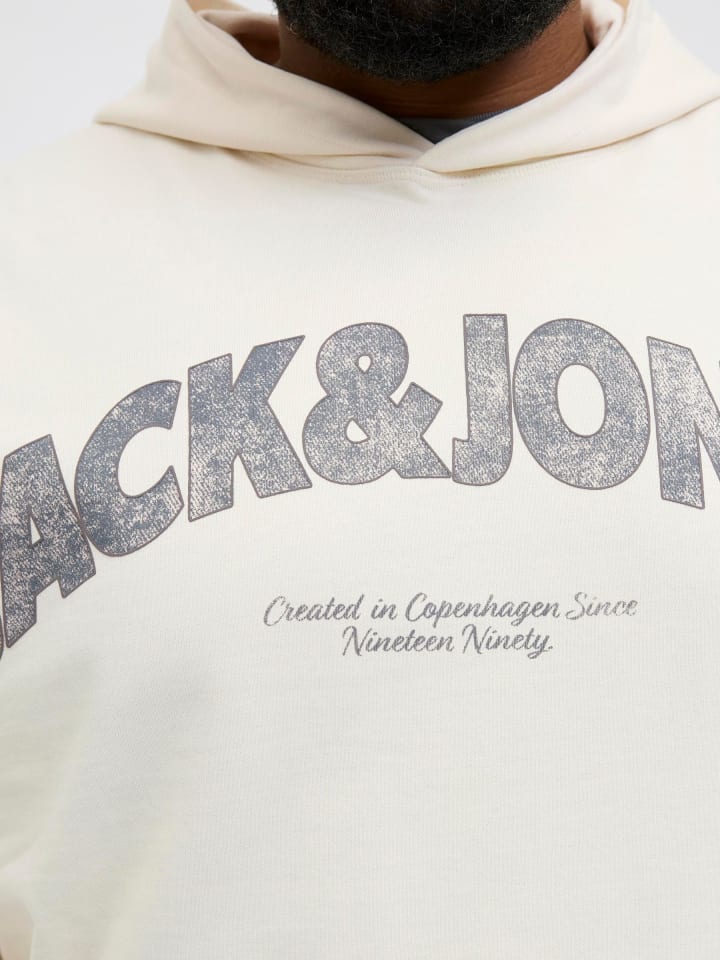 JACK & JONES PLUS Kapuzenpullover in Antique White günstig kaufen