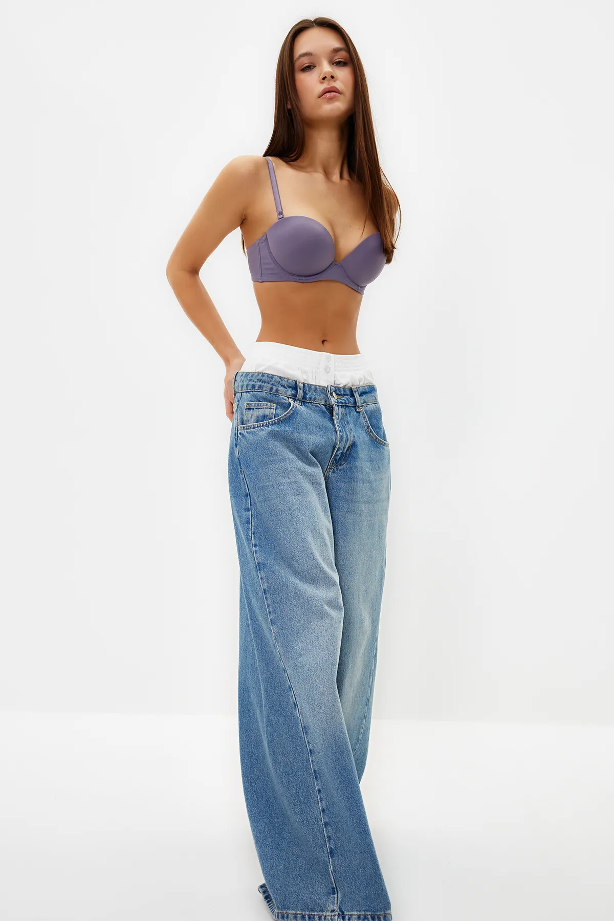 Trendyol Collection  Anthrazitfarbener T-Shirt-BH mit extra Push-Up-String-Trägern und Strick-BH THMAW21SU0058