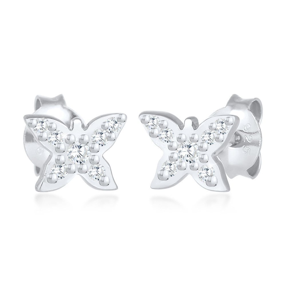 Elli Elli Boucles d'Oreilles Papillon d'enfant enjoué avec cristaux de zirconium en ar Boucles d'oreilles