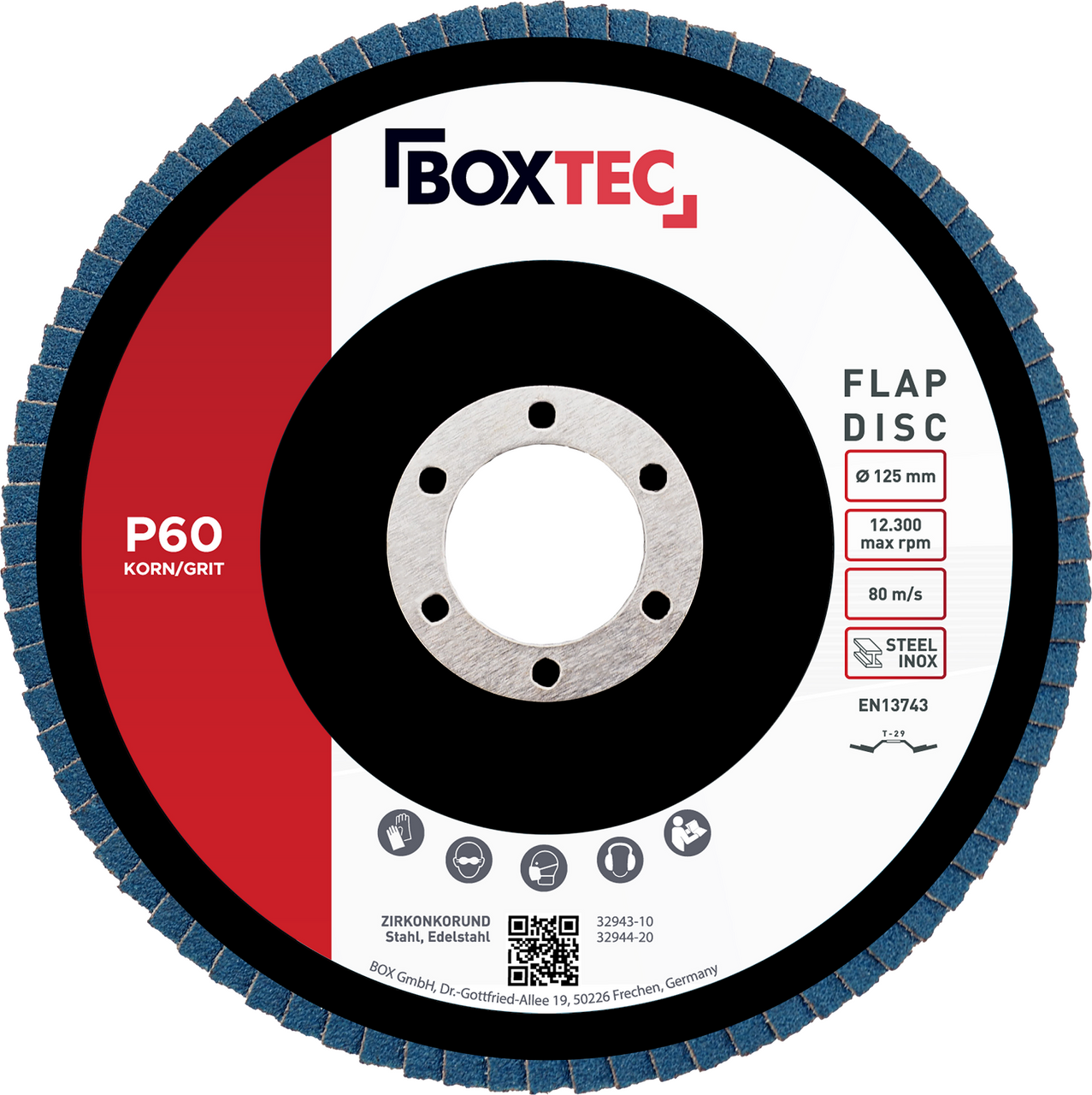 BOXTEC Profi-Fächerscheiben BLAU 125mm INOX Lamellenscheiben Schleifscheiben 10er Pack P60