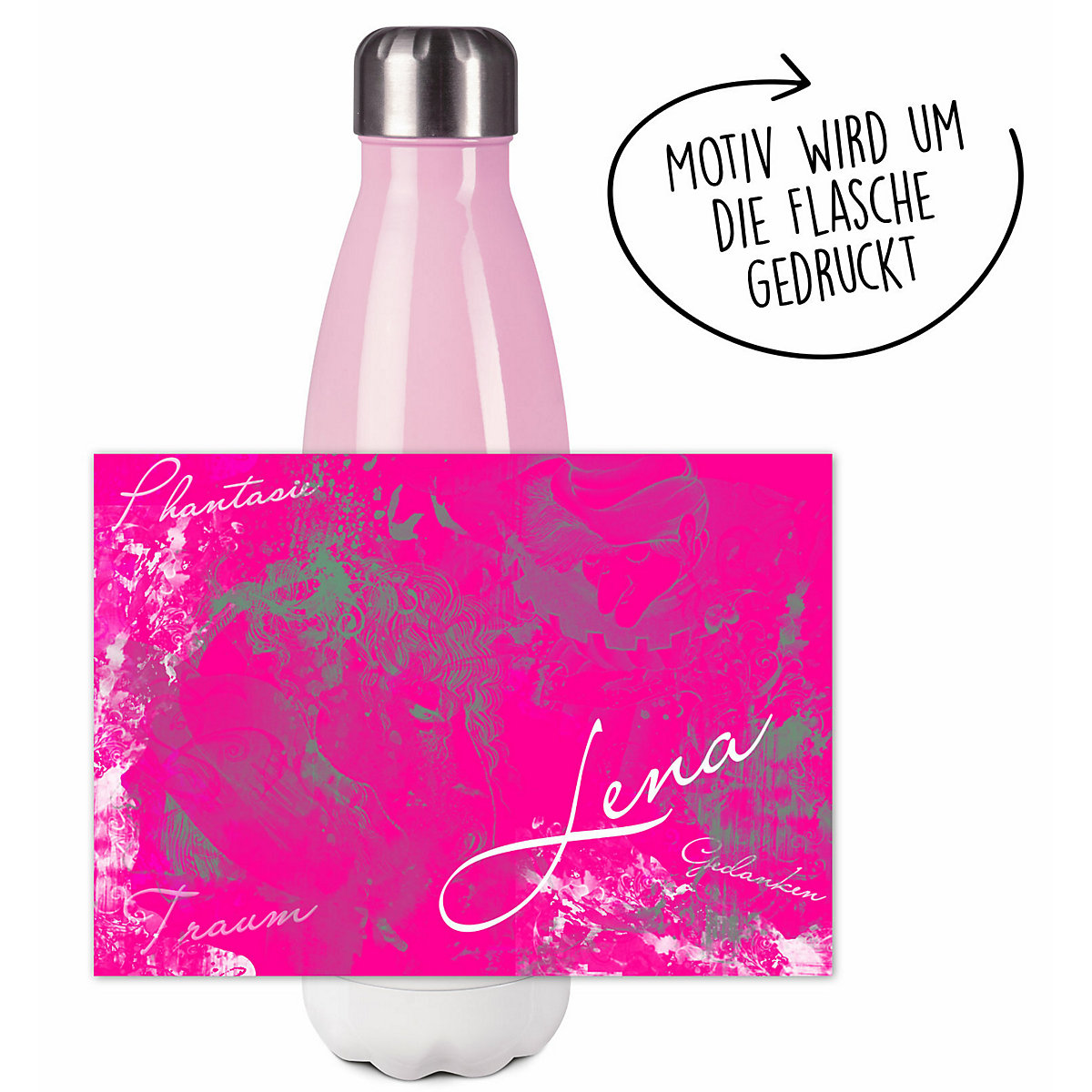 Edelstahl Kinder Thermoflasche / Trinkflasche bunt Traum Farbe pink Spülmaschinenfest, Auslaufsicher, Bruchfest, Doppelwandig, Für Heißgetränke geeignet, Mit Deckel, Isoliert