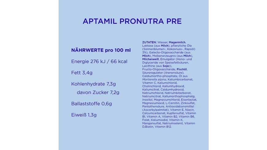 Aptamil Pronutra Anfangsnahrung Pre von Geburt an Vorratspack 1200 g
