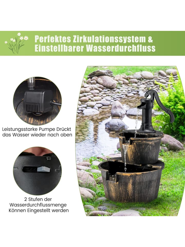 COSTWAY Gartenbrunnen mit Wasserpumpe in Bronze günstig kaufen onesize