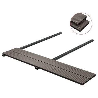 Teppichboden WPC Hohlkammer Terrassendielen + Zubehör 20m² 2,2m Dunkelbraun, vidaXL, Höhe: 2.5 mm