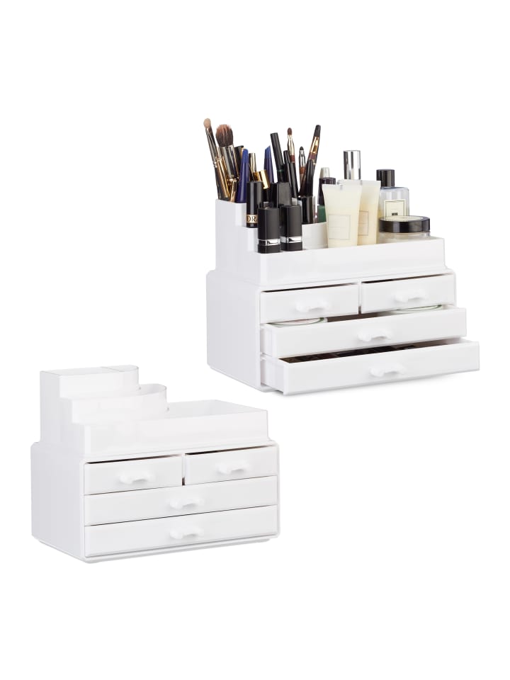 relaxdays 2x Makeup-Organizer in Weiß günstig kaufen onesize