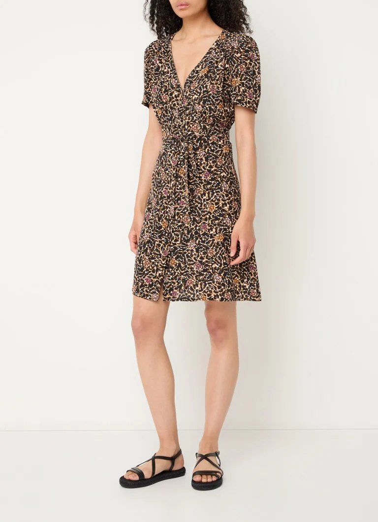 Robe-blouse courte Sessùn Claudia imprimée avec ceinture à nouer