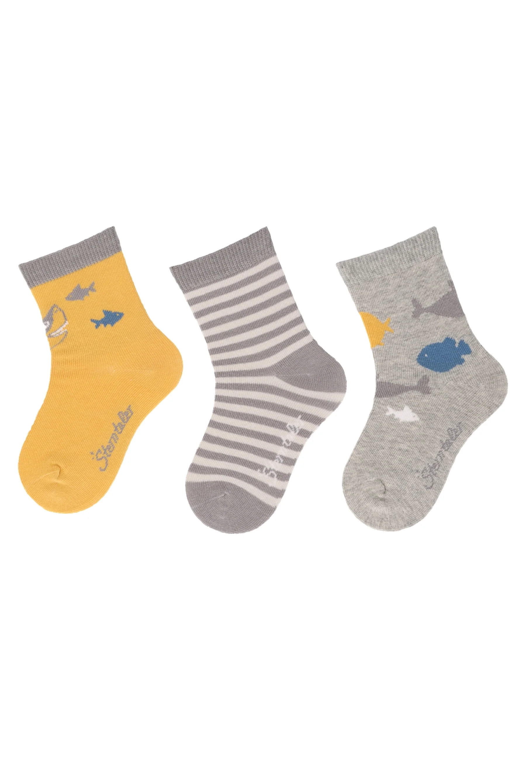 Socken im 3er Pack mit Motiv Fische in versch. Farben
