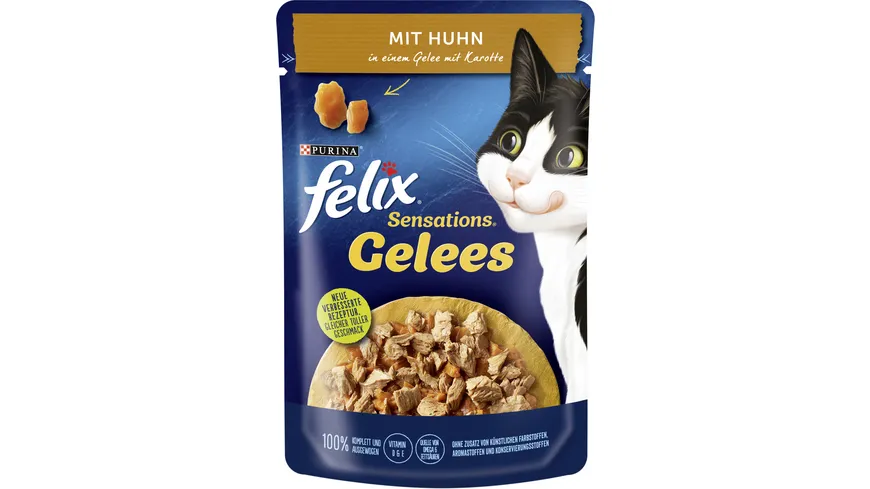 PURINA FELIX Sensations Gelees mit Huhn & Karotte Katzennassfutter 85 g