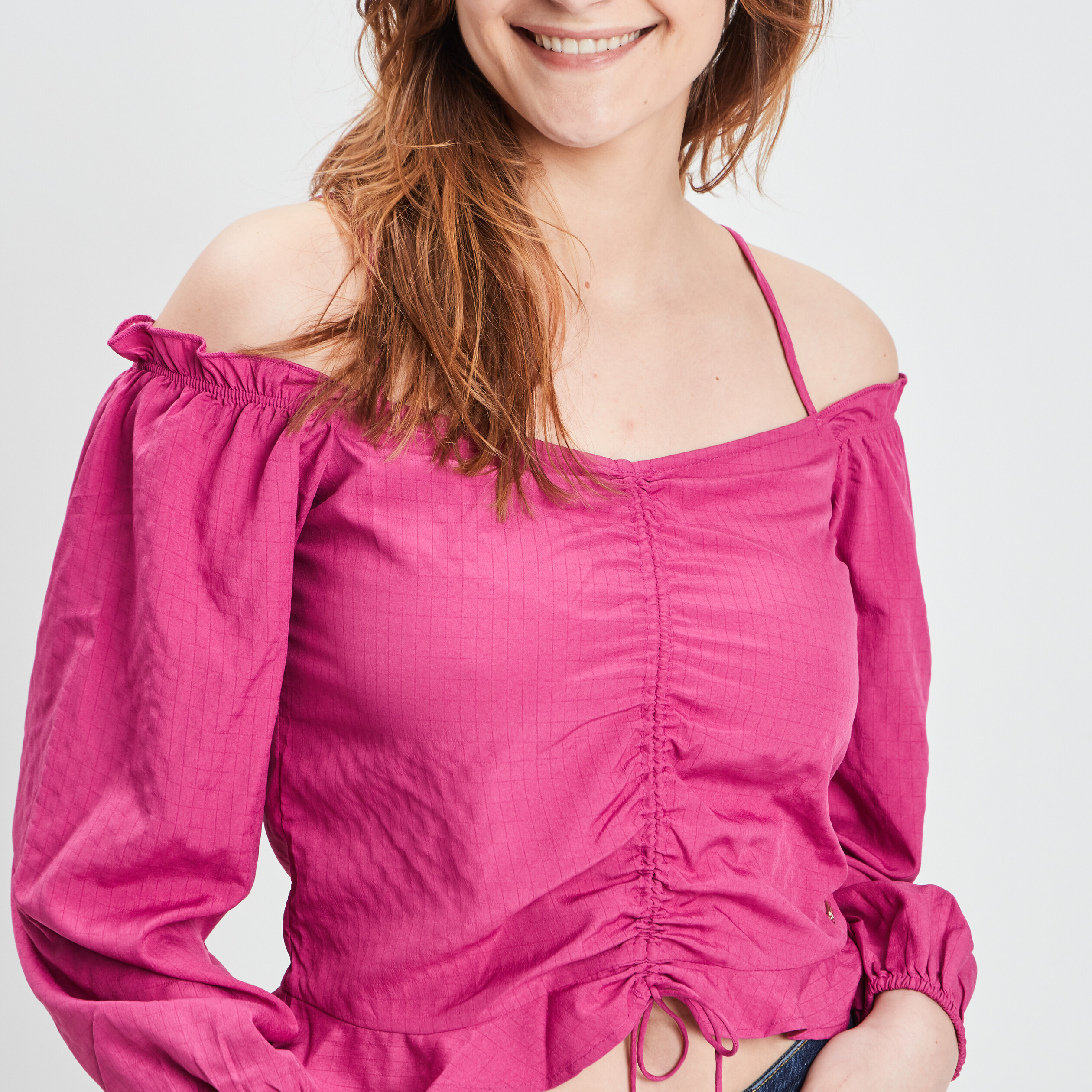 Blouse à fronces manches longues violet femme | La Halle