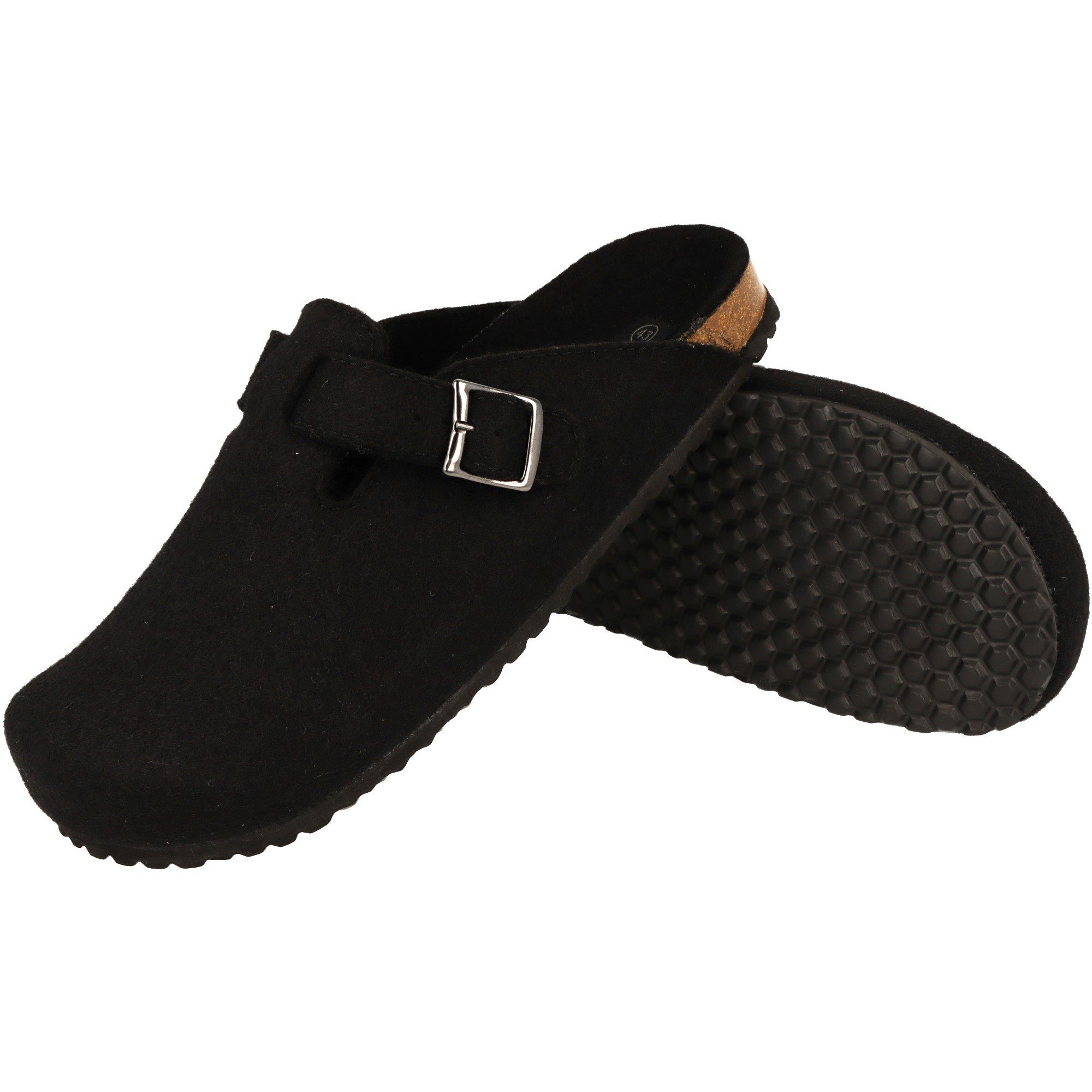 SUPERSOFT Herren Schuhe 511-064 Komfort Filz Pantoffeln Hausschuh Fußbett, Schnalle