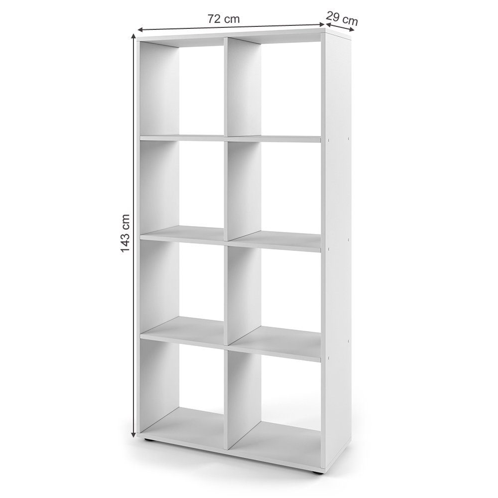 Vicco Raumteiler Bücherregal Standregal SCUTUM 8 Fächer Weiß