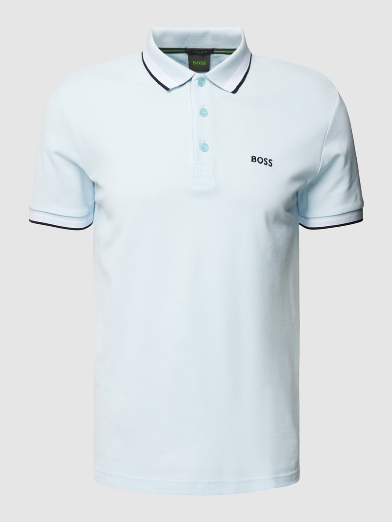 Poloshirt mit Label-Stitching Modell 'PADDY' in hellblau meliert