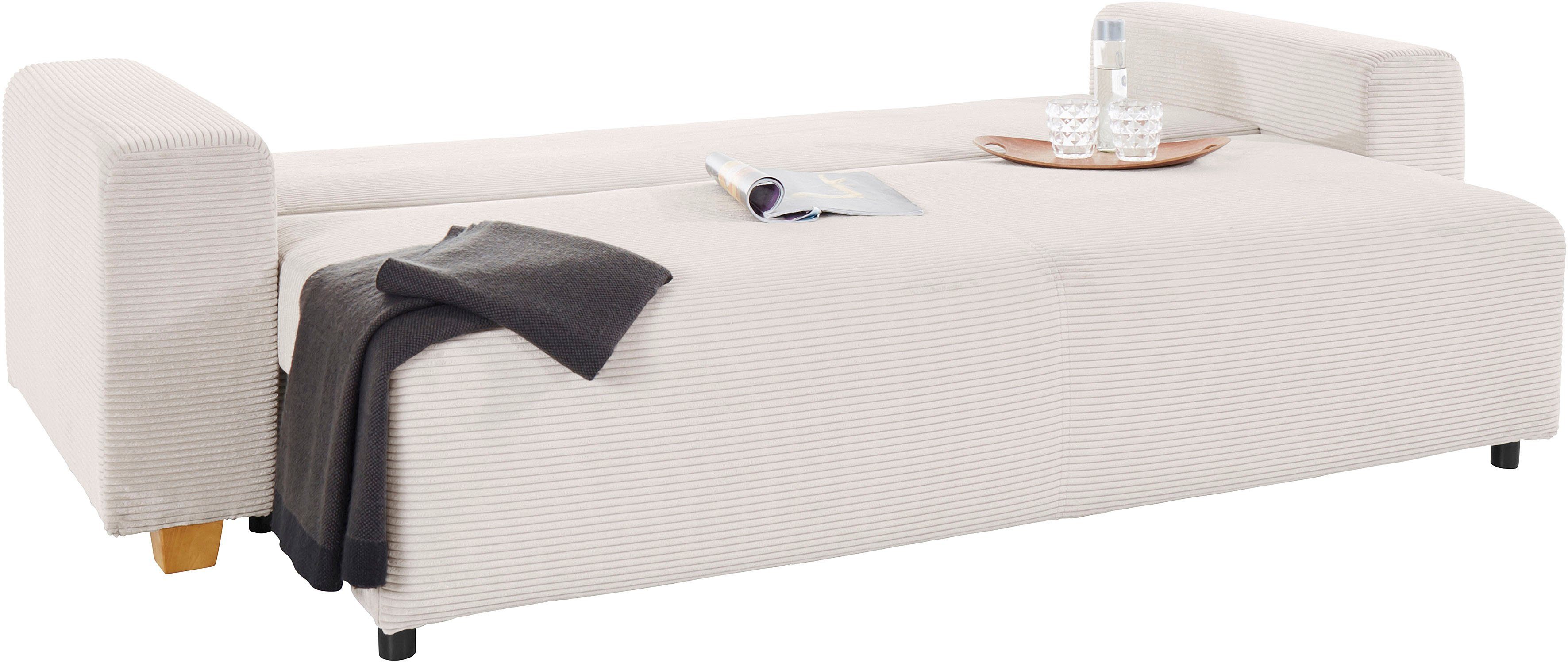 COLLECTION AB Schlafsofa Yves, mit Bettkasten und Bettfunktion, 2 Zierkissen inklusive, in Cord