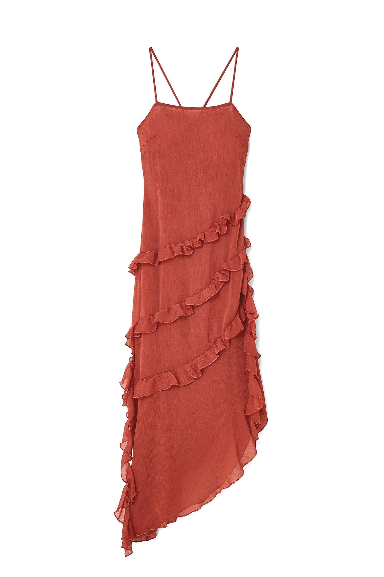 Chiffon-Midikleid mit Rüschen