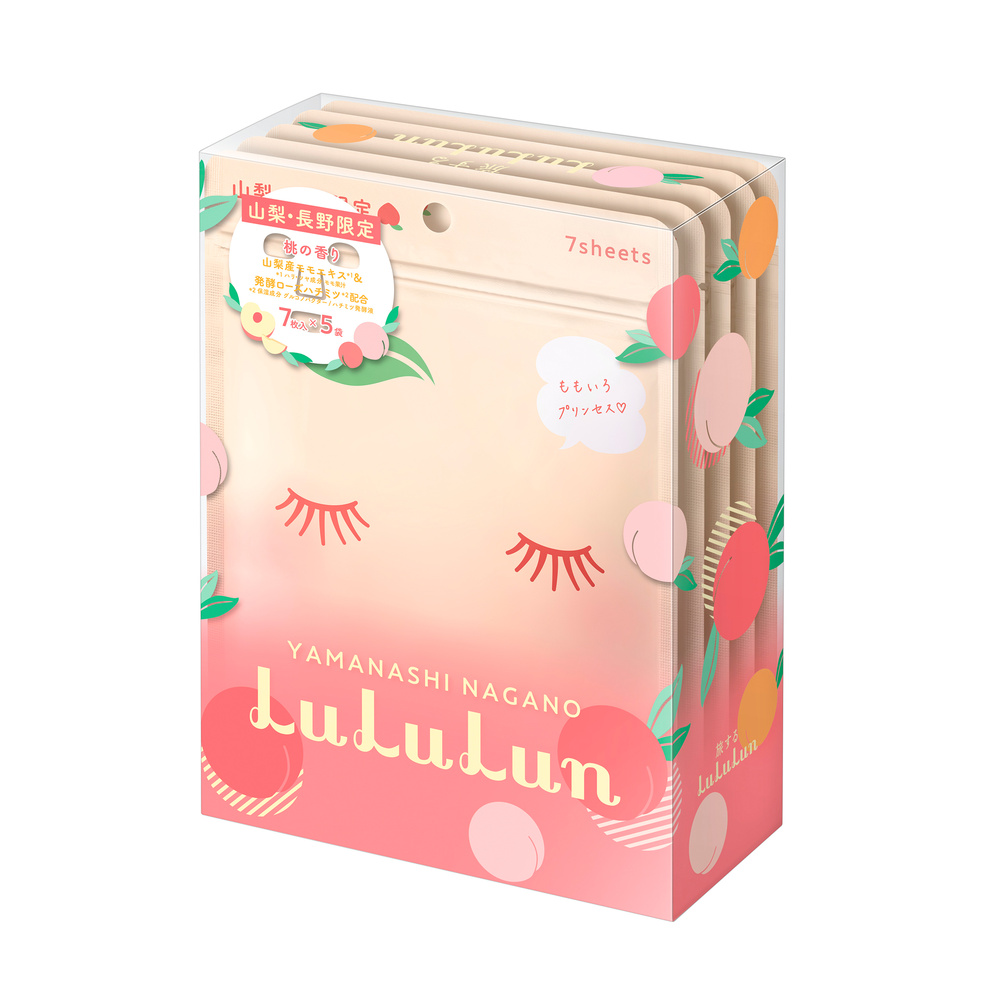 lululun Premium Yamanashi Pêche, Pack 5x7 masques Masque tissu facial