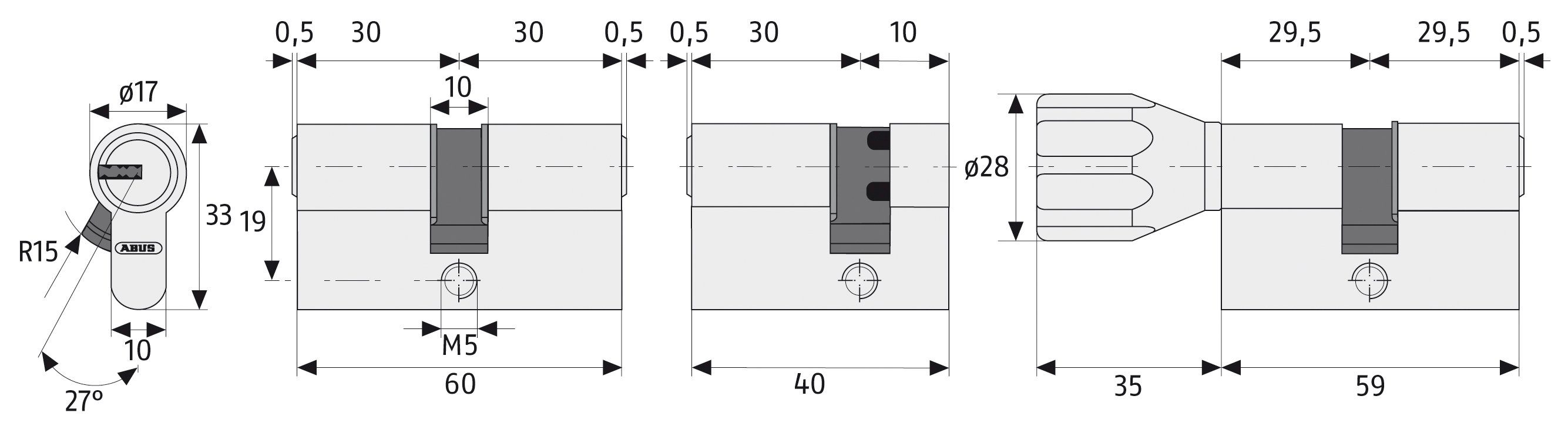 ABUS Profilzylinder D6XNP, mit Notfunktion und Wendeschlüssel