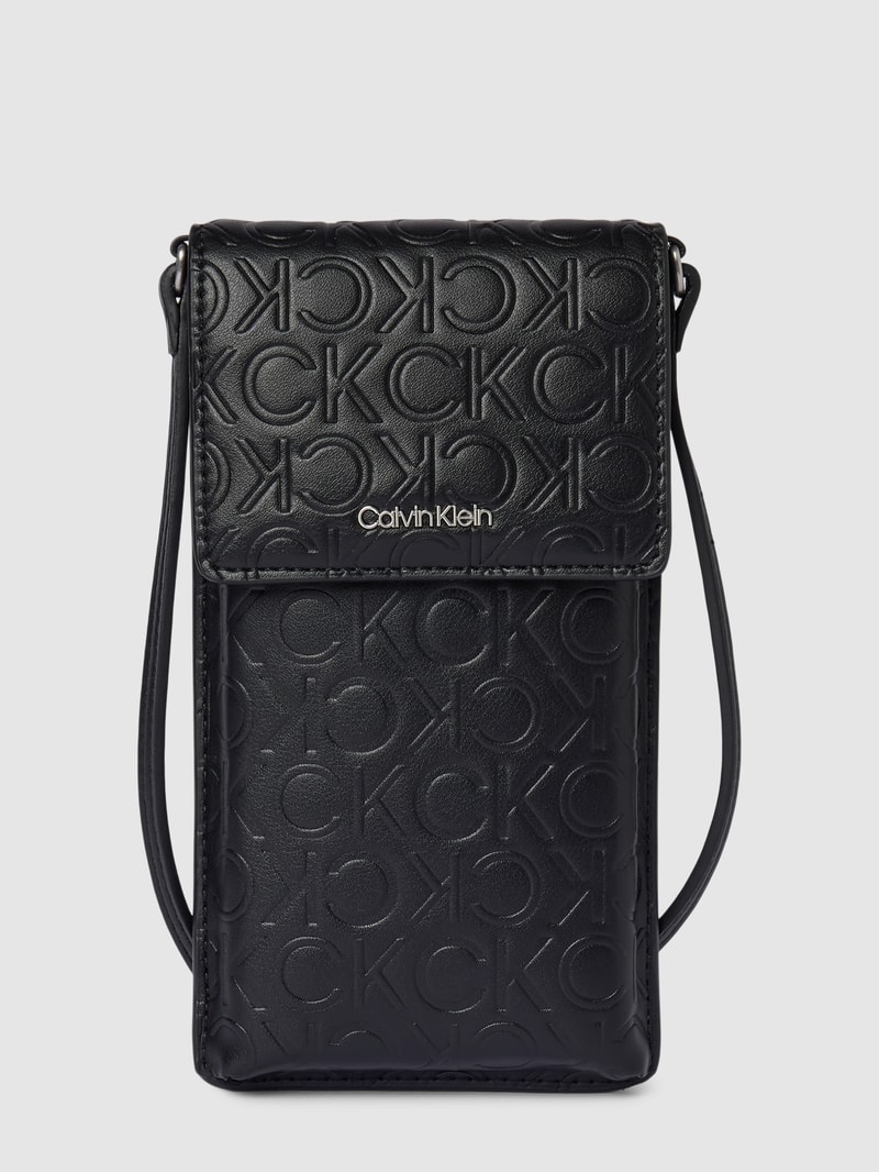 Handytasche mit Logo-Muster in schwarz