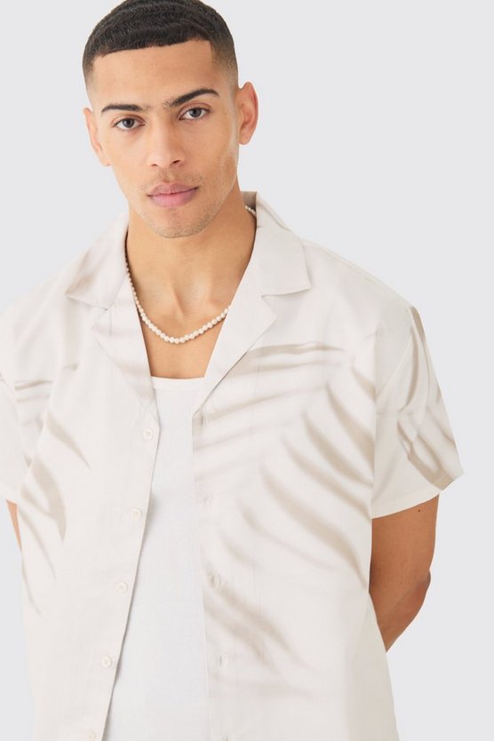 Kurzärmliges Oversize Satin-Hemd