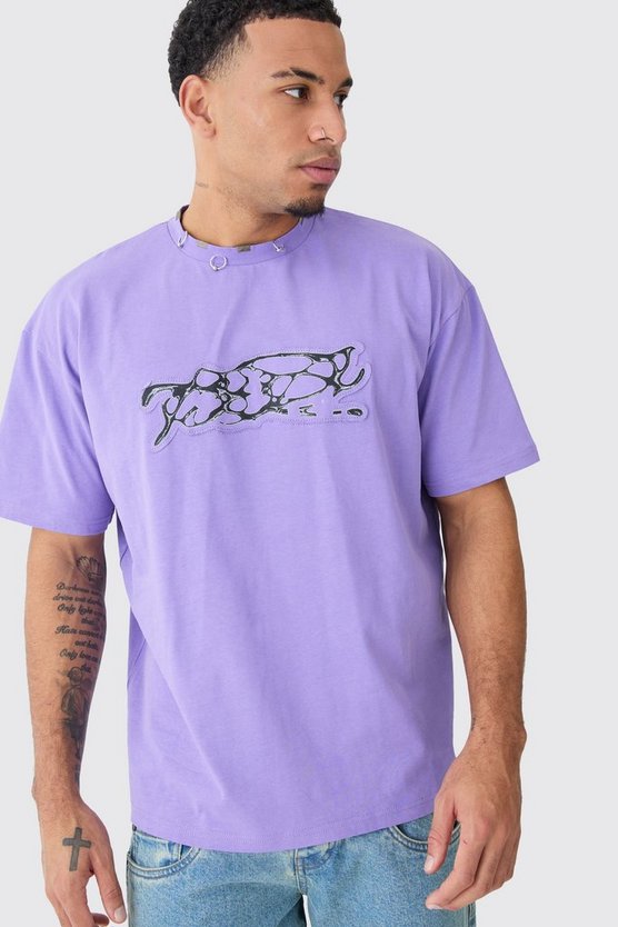 Oversize T-Shirt mit zerrissener Applikation