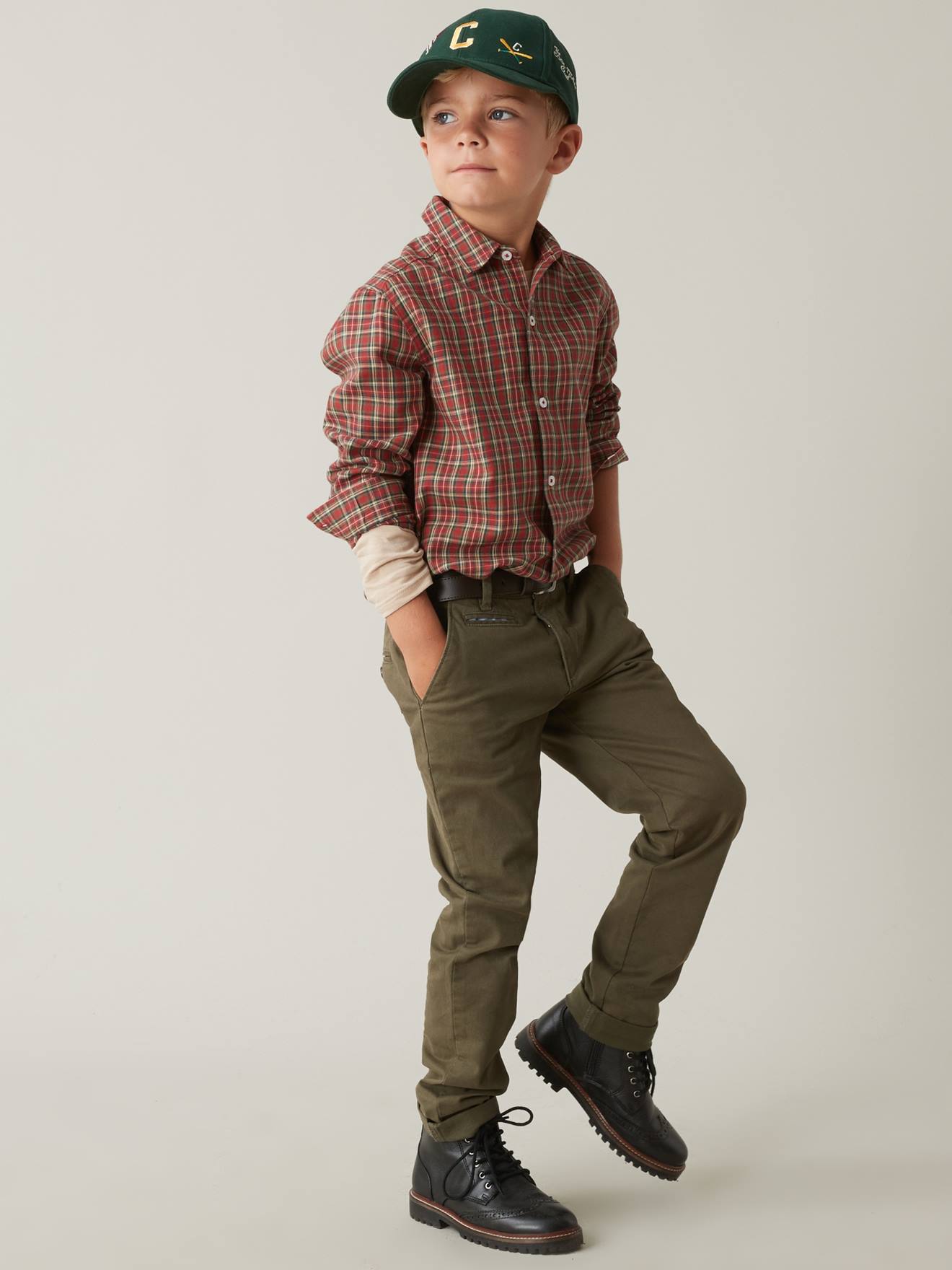 Pantalon chino garçon CYRILLUS kaki