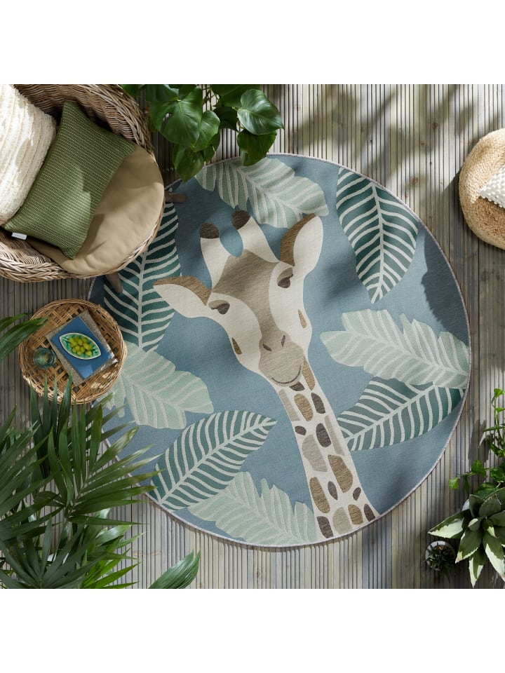 KADIMA DESIGN Outdoor-Teppich mit Giraffenmotiv, kreisrund, Safari-Spielteppich günstig kaufen onesize