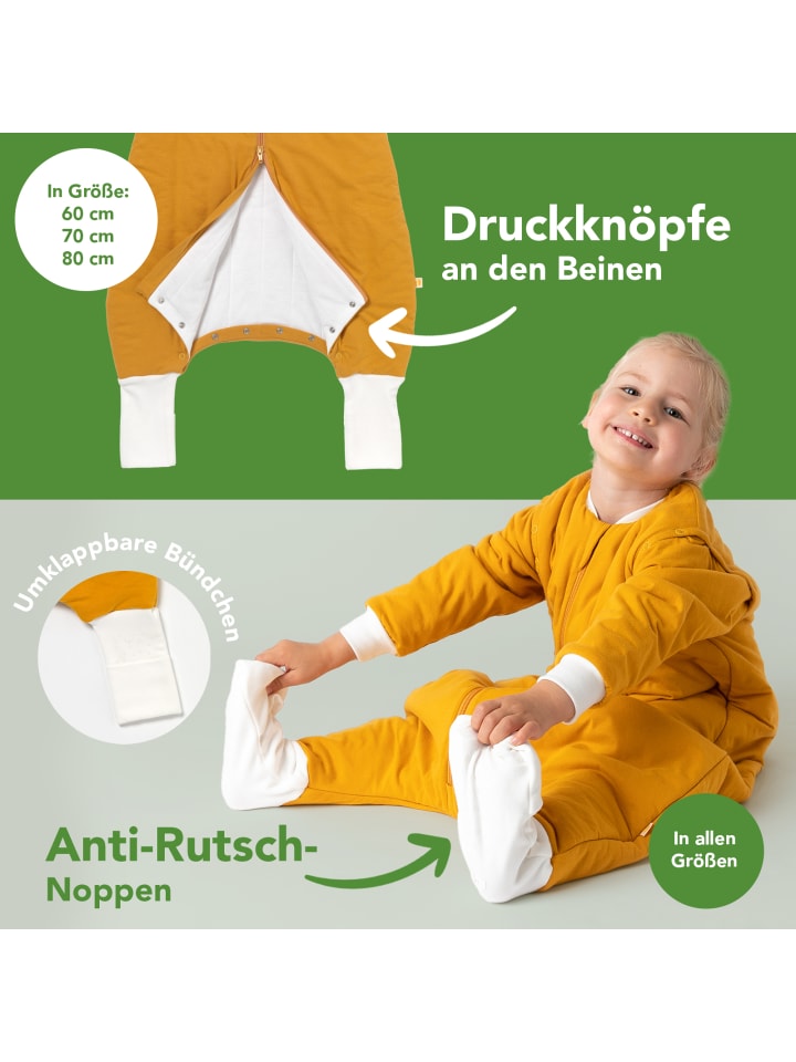 Schlummersack Schlafsack mit Füßen und umklappbaren Bündchen 2.5 Tog in Orange günstig kaufen