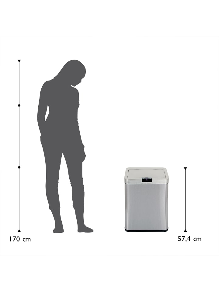 Echtwerk Edelstahl Abfalleimer mit Sensor 48 l in Silber günstig kaufen onesize