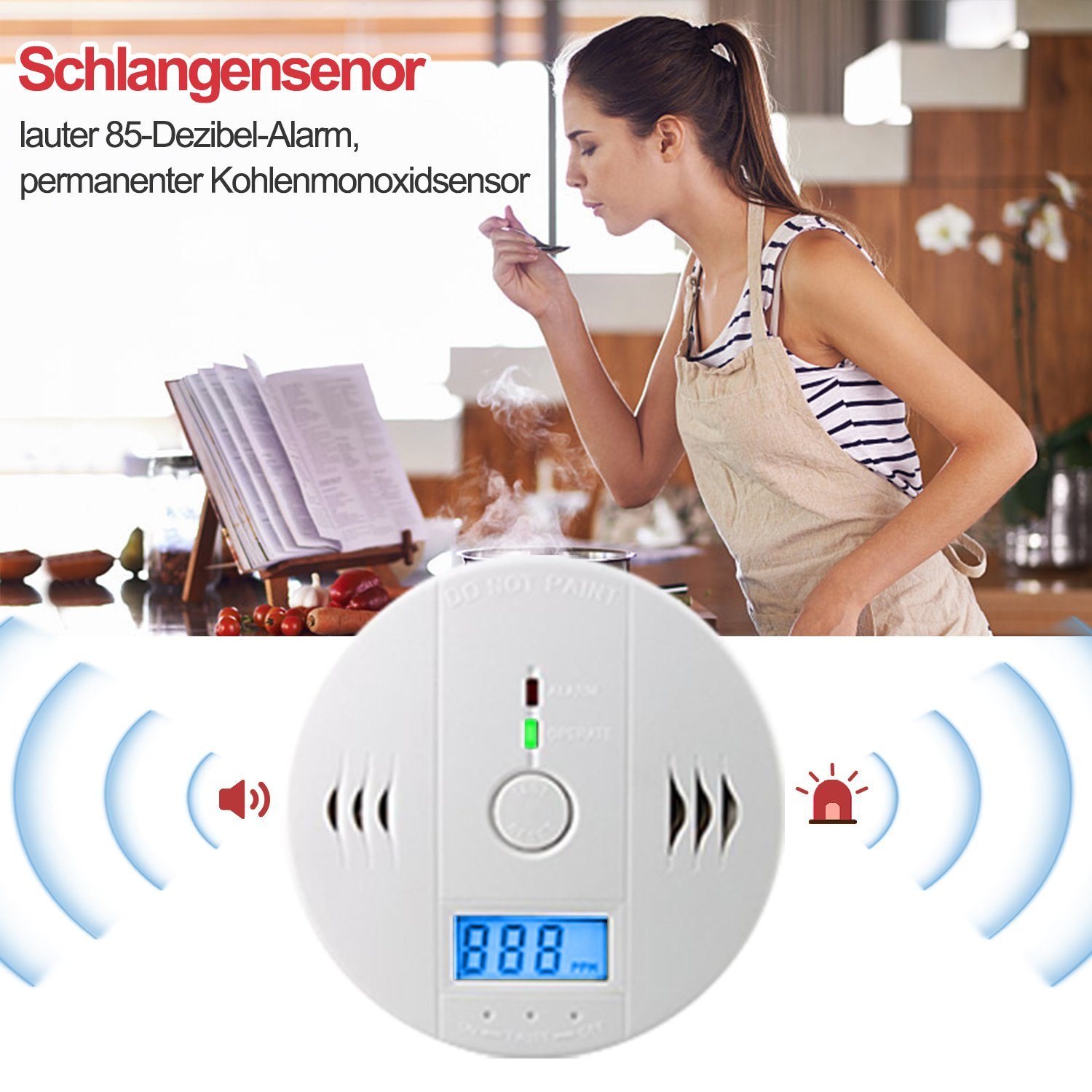 TolleTour CO Melder 5er set Feuermelder Gasmelder Geschäft Detektor Rauchmelder (Detektor Brandmelder Empfangsbereichen Kohlenmonoxid, einfache installation)