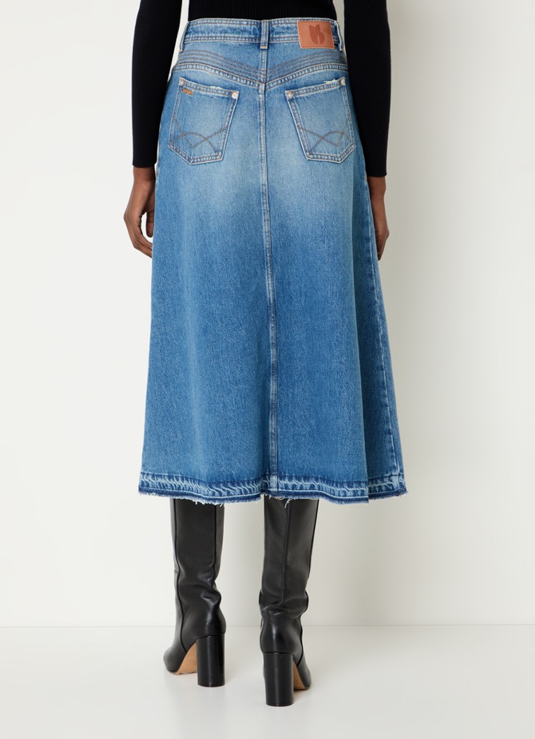 jupe midi en denim trapèze Valentia de ba&sh avec poches latérales