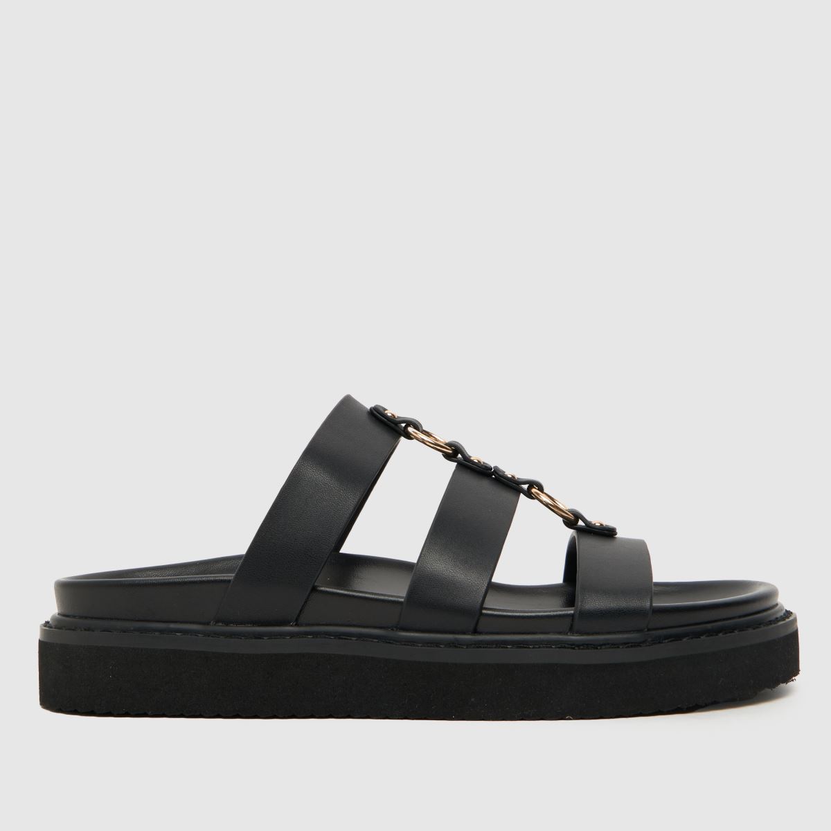 Črni sandali s tanko kovinsko podlogo Schuh Tana