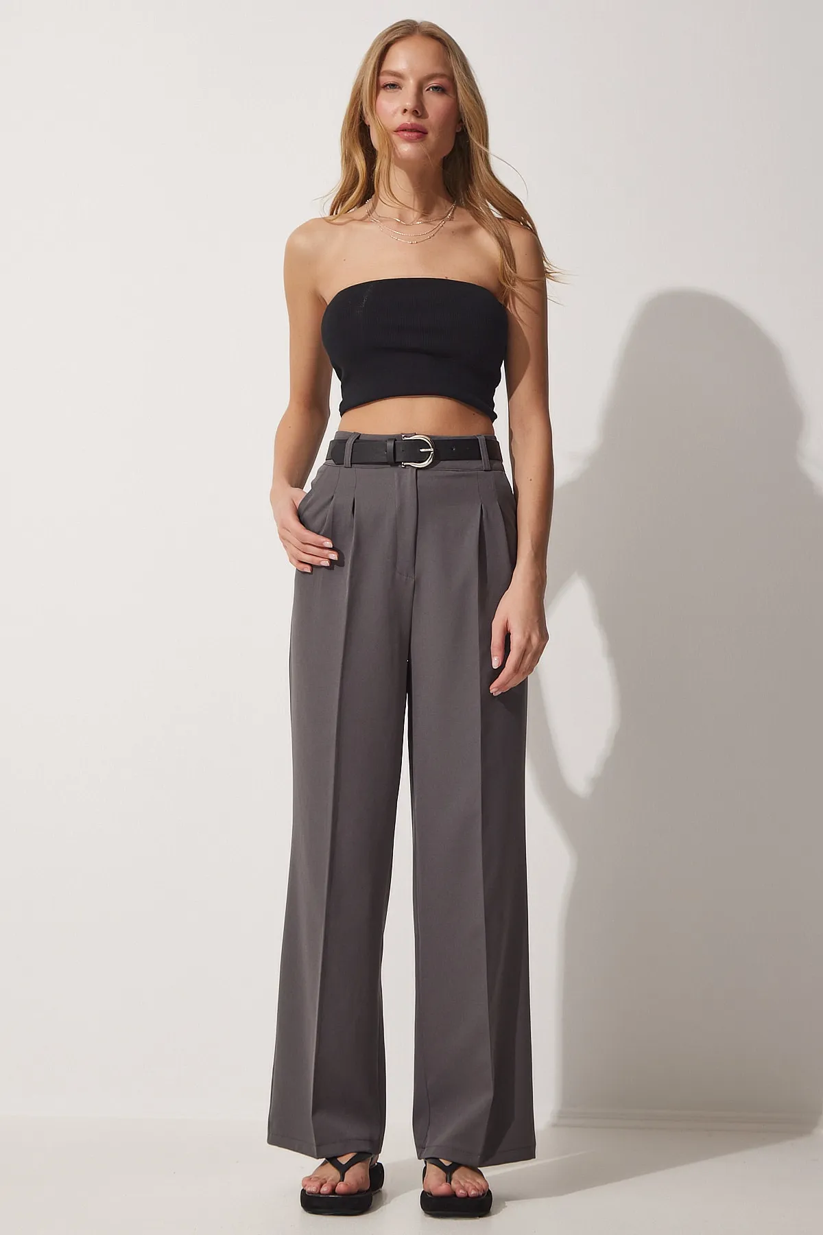 Happiness İstanbul  Geräucherte, maskuline Webhose mit weitem Bein für Damen HG00001