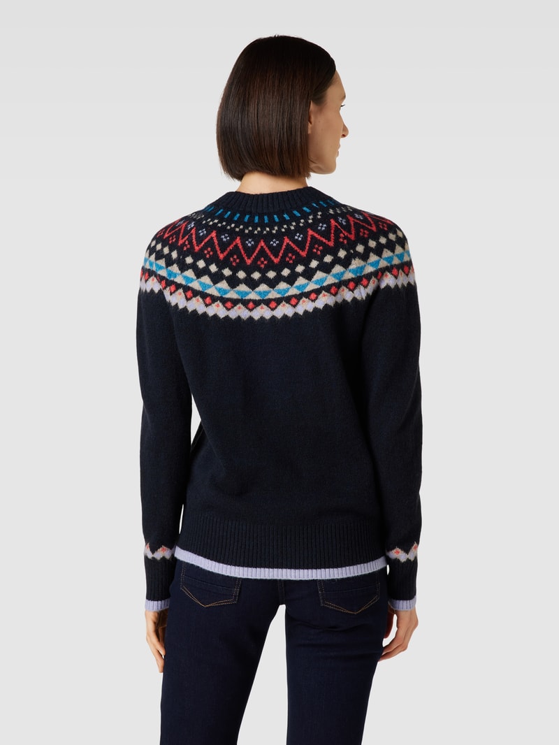 Strickpullover mit Allover-Muster in dunkelblau