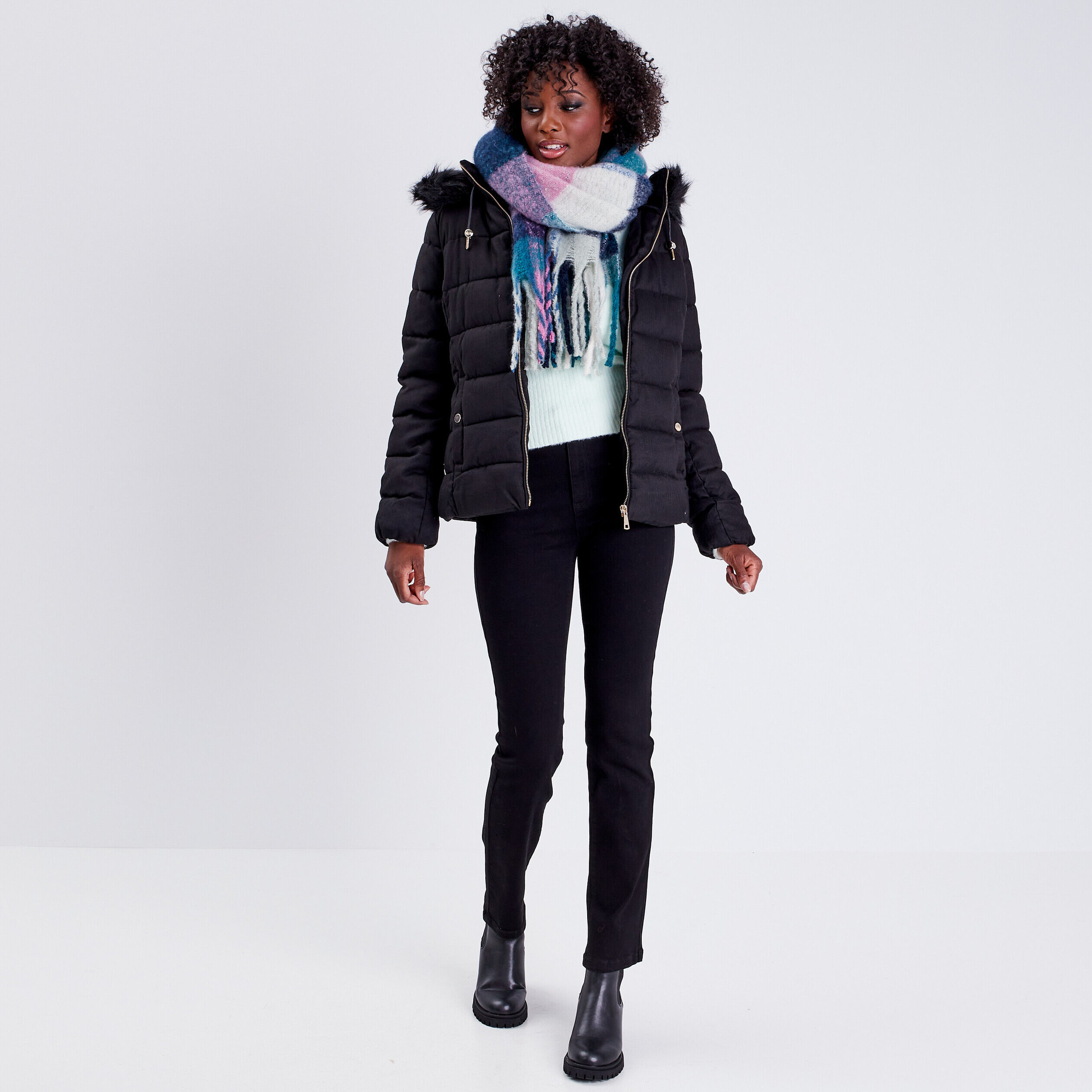 Jeans regular taille haute denim noir femme | Cache Cache