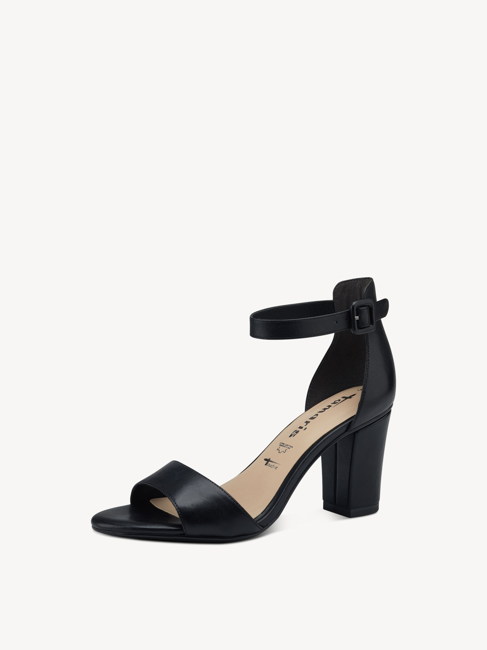 Sandale à talon en cuir - noir