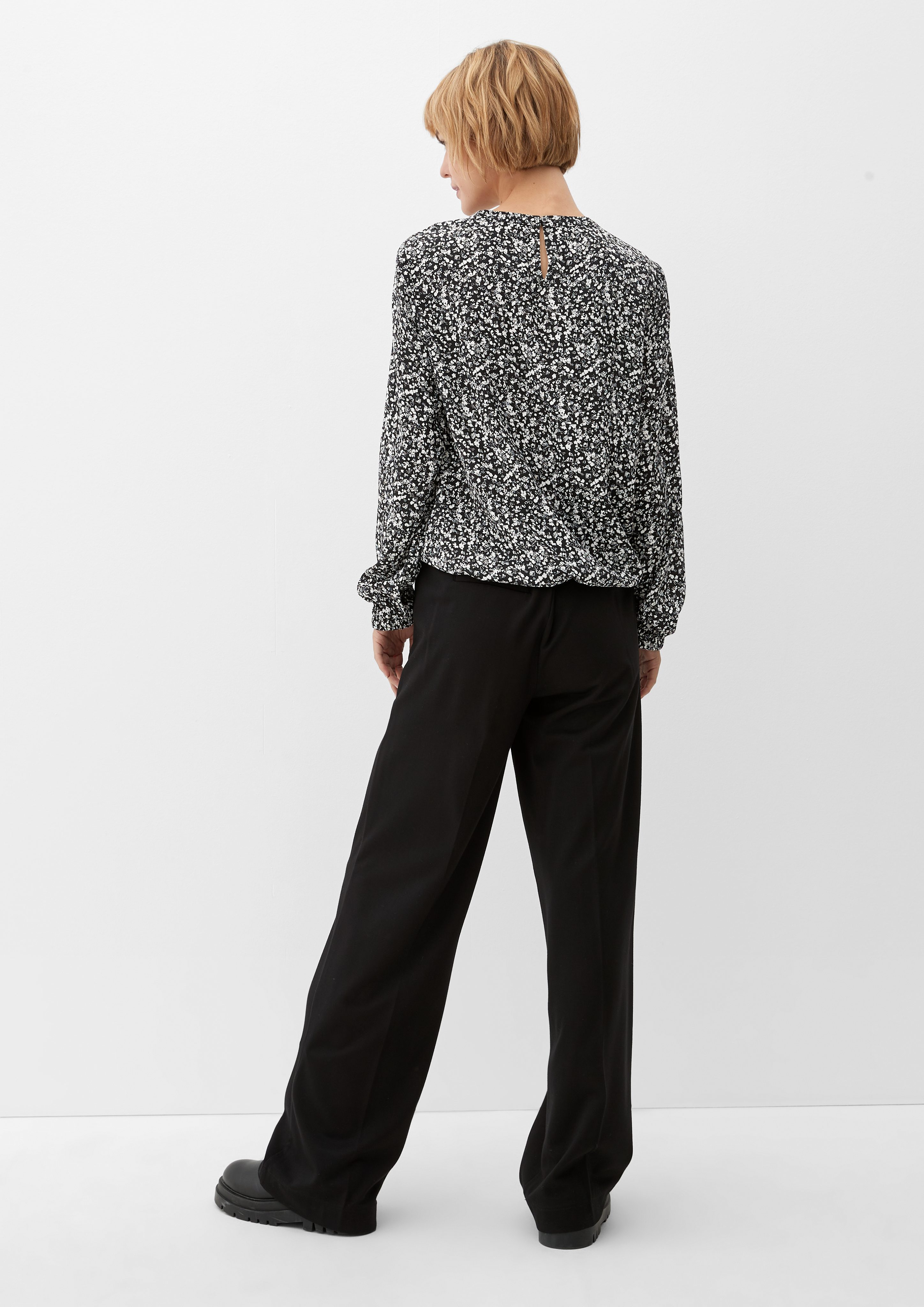 s.Oliver Langarmbluse Print-Bluse aus Viskose-Crêpe