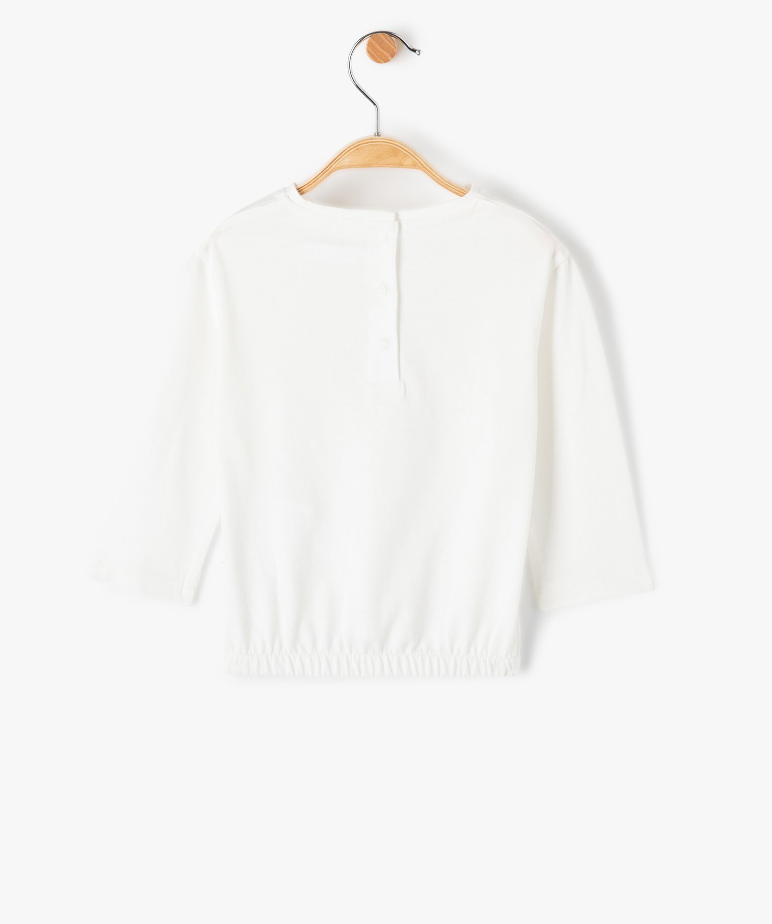 Tee-shirt bébé fille à manches 3/4 et taille élastiquée ecru | GEMO