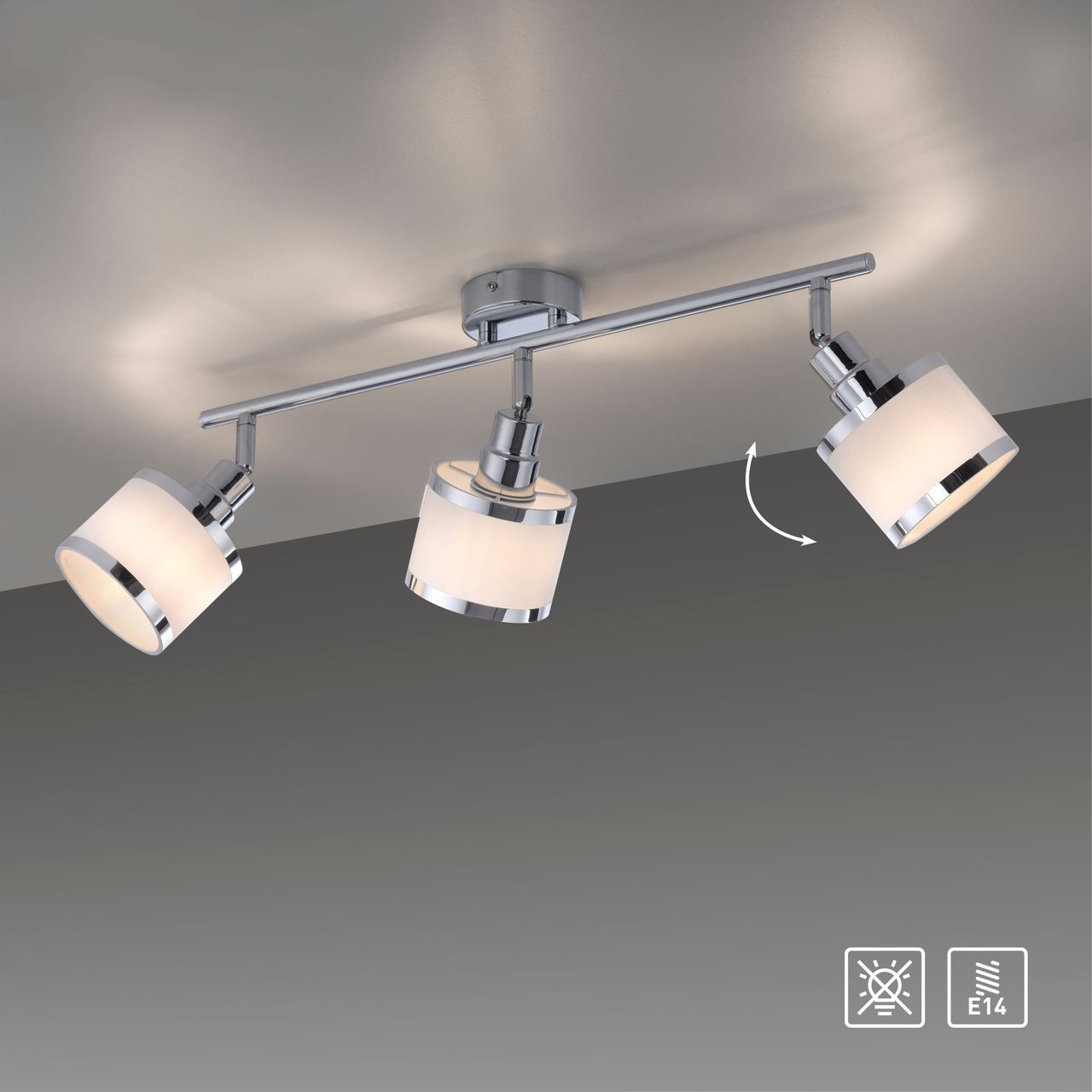 JUST LIGHT LeuchtenDirekt Deckenleuchte ACCOR,  3xE14 max. 25 W, Innenleuchte, IP20, dreh- und schwenkbar